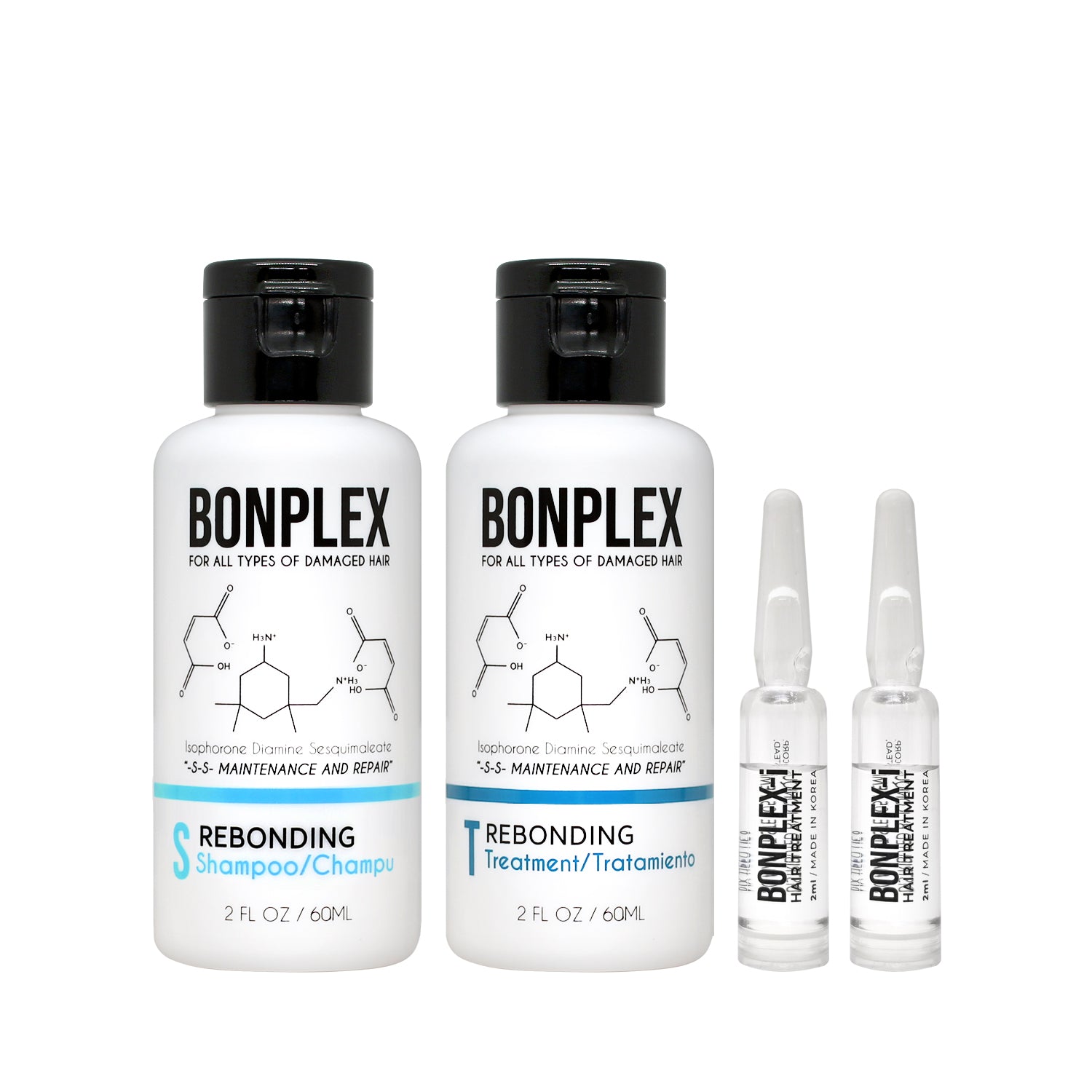 Bonplex Rebonding Shampoo Treatment Ampoule Trio 2oz 2 ampoules